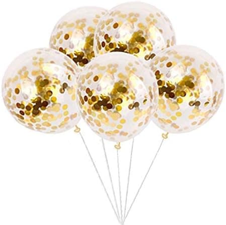 Sort HAPPY BIRTHDAY-banner med 5 stk. guldkonfettiballoner