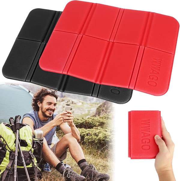 Sett med 2 sammenleggbare campingmatter, puter for fotturer, hagearbeid
