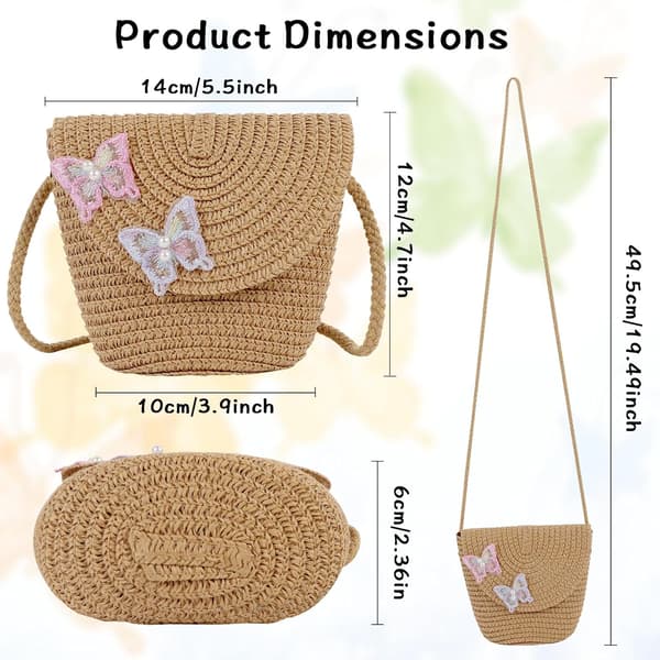 Butterfly Straw Shoulder Crossbody Bag
