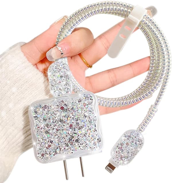 Cable Protector for iPhone 18W/20W Charger Clear Wave Edge Design, Data Cable Case Wire Cable Protector Phone Charger Protection for iPhone XR 8 11 12 13 14
