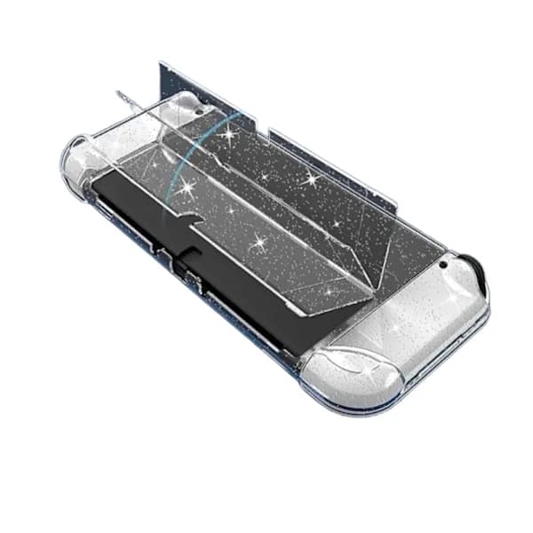Beskyttelsesetui til Nintendo Switch OLED, Glitter Dockbart Etui PC-skal med Flip Shell Kompatibel med Switch OLED-konsol, Klar