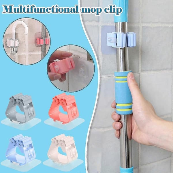 Wall Mounted Mop Holder Organizer Brush Mop Hanger Storage Rack Kitchen Tool