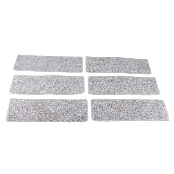 Gulvmopp for tørr og våt bruk, mikrofiber, håndfri vask, flat mopp for fliser til hjemmebruk, blå, 6 stk. puter