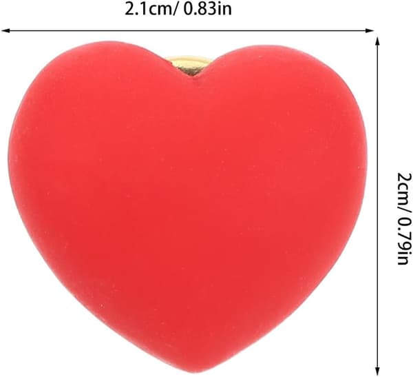 10 stk. små matte røde hjertebrosjer i metall, Valentinsdag-tilbehør, hjertenåler