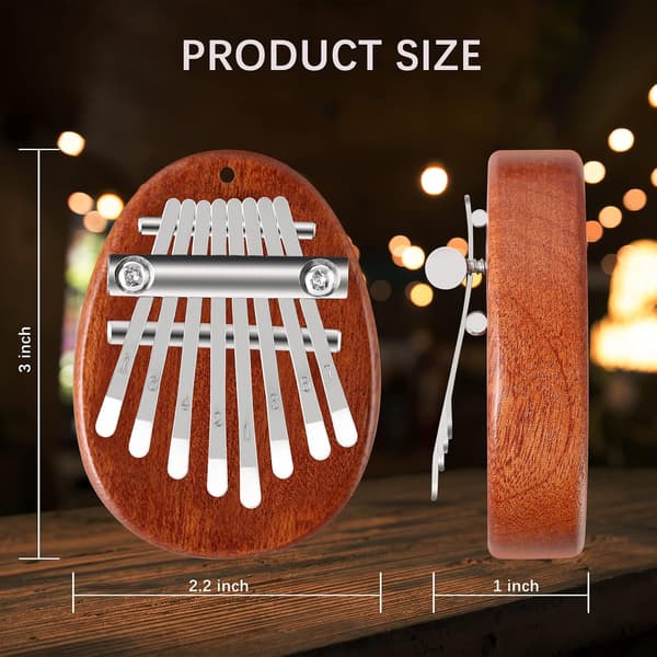 8-tangent Mini Kalimba, Finger Tummpiano med Tillbehörshänge Gi