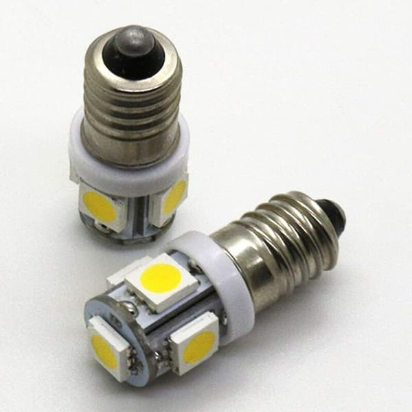E10 9V LED-pærer kaldhvite 5SMD 0,5W (kaldhvite, 9V) 10-pakning