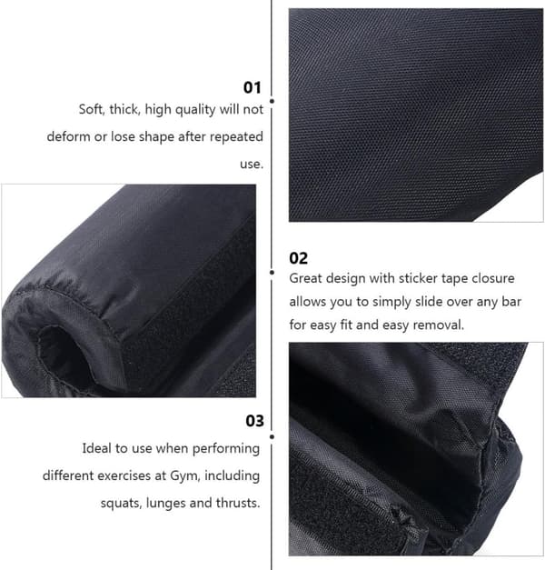 2pcs Black Sponge Barbell Pad Squat Neck and Shoulder Protection Cushion