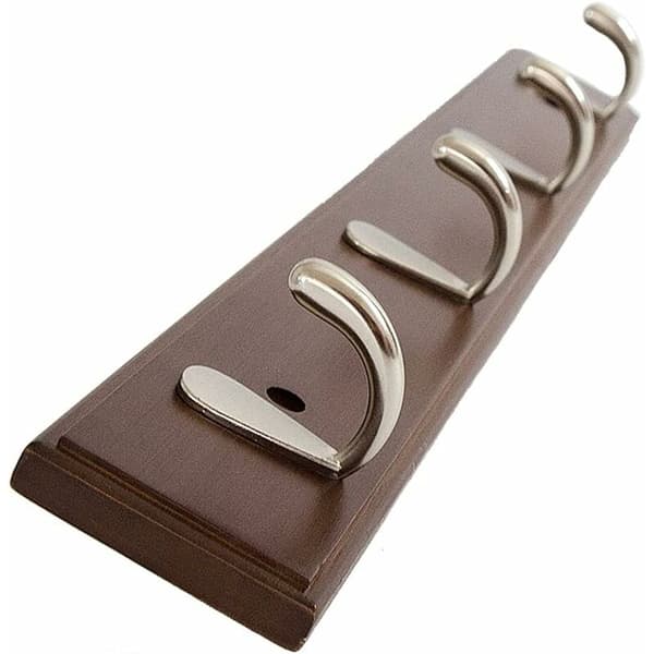 Wall Mounted Wooden Coat Rack with 4 Hooks, Wall Hooks for Kitchen and Bathroom (Cafe)