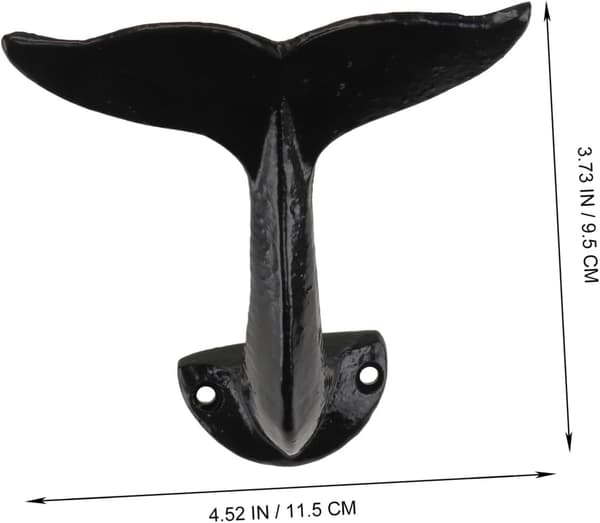 2pcs Whale Tail Shaped Storage Hooks Wall Hook Iron Creative Space-Saving Practical Design