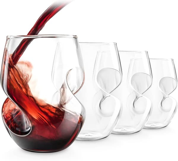4-pack glas 400ml, elegant böjd glasvara, lämplig för fester, bröllop, sammankomster, iskaffe, vinglas