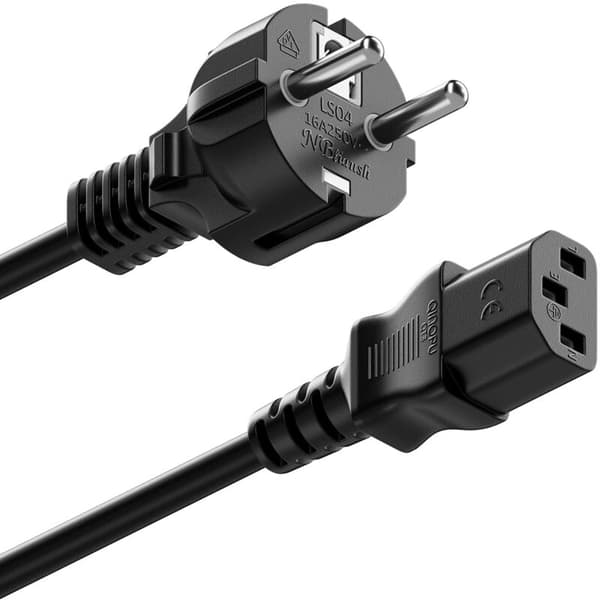 1,5 m strømkabel Schuko type F (CEE 7/4) til koldkontakt C13-stik PC-computer skærm printer