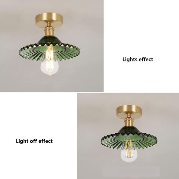Ceiling lamp with glass lamp, close to the ceiling, modern, green