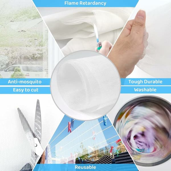 300x120cm Window Mosquito Net, Adjustable Window Mosquito Net Roll, White Fiberglass Mesh Durable Fire Protection, Anti-Insect Flies Mosquito Net,