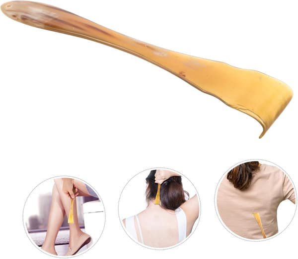 Natural Ox Horn Back Scratcher for Adults Handheld Anti-itch Stick Extendable Design