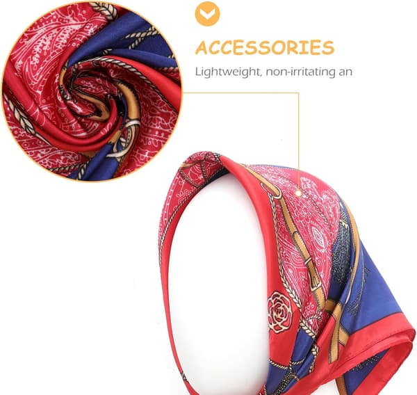 Printed Small Square Silk Scarf 2 Pcs Scarf for Women Versatile Bag