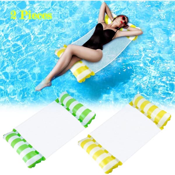 Pool Hammock for Adults 2 pcs, Inflatable Floating Hammock 4-in-1 Float Hammock Multi-Use Water Hammock Foldable Portable Ultralight Float