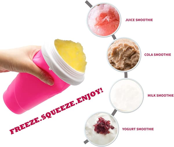 Frysta Tiktok-trendartiklar coola prylar, coola saker Slushy Maker-kopp snabbkylning gör milkshake smoothie (röd)
