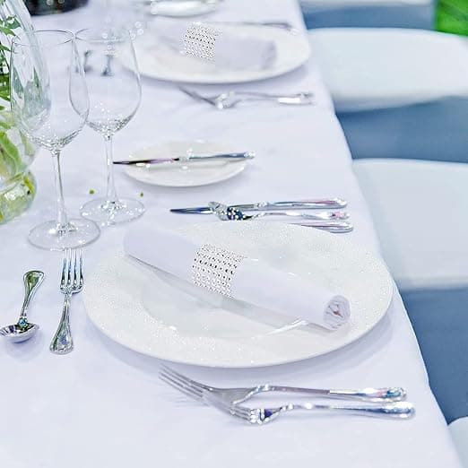 (50 stk sølv) Servietringe Bordservietholder Diamantring Windi
