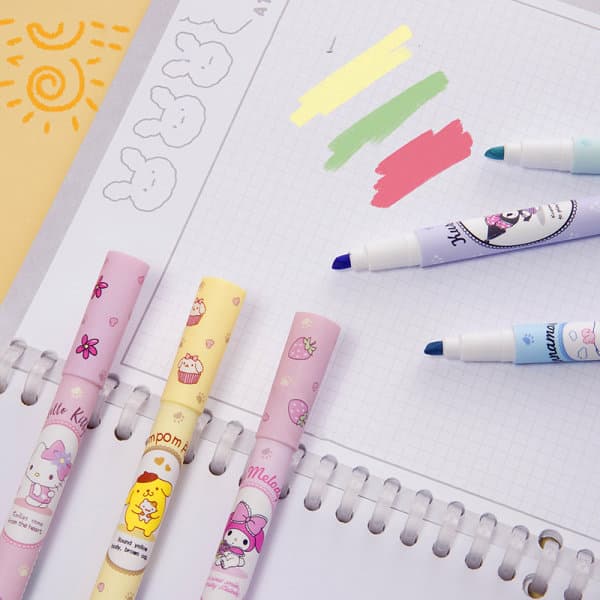 e Sanrio Highlighter 6-pakke med farvede kvalitetspenne