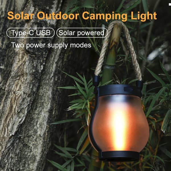 Solar-powered flame lamp, outdoor camping atmosphere lantern