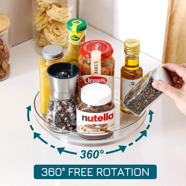 Refrigerator Turntable Tray, 27 cm + 23.5 cm, Refrigerator Turntable, Spice Rack, Spice, Yogurt Storage Box, 2 Pieces