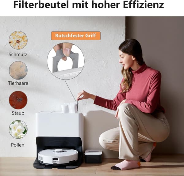 Tilbehørssæt til Roborock S8 Pro Ultra, 4 støvsugerposer, 4 moppeklude, 2 sidebørster, reservedele til robotstøvsugertilbehør