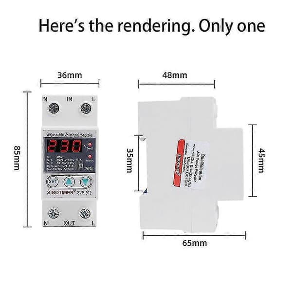 Sinotimer LED-display Svp-912 40A DIN-skena 230V Justerbart Över- och Underspänningsskydd