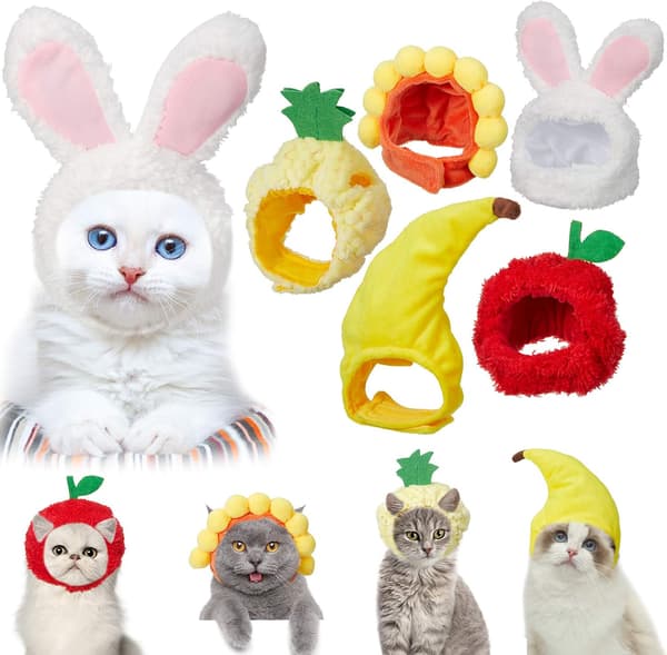 5 st kattmössor kattdräkt kaninhatt med öron rolig ananas