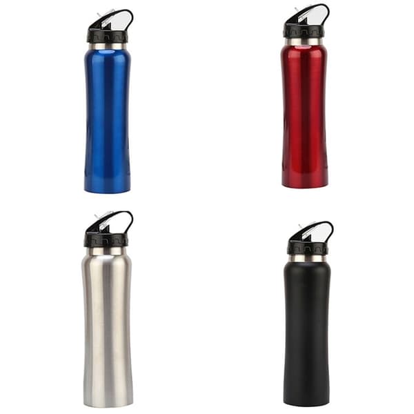 500 ml Utomhus Sport Dubbelvägg Rostfritt Stål Stor Kaliber Bärbar Halmflaska Silver