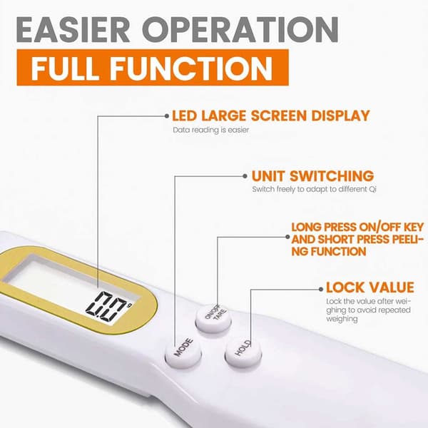Digital Kitchen Scale with Spoon Scoop Spoon Scale 500g/0.5g Cooking White white
