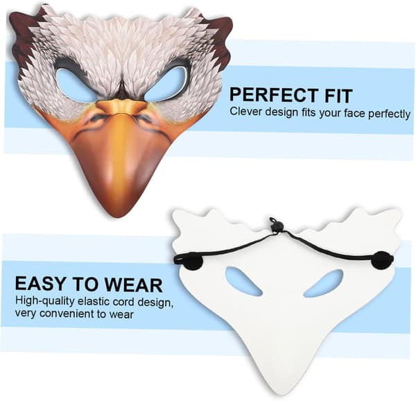 Naturtrogen Ørnemaske til Halloweenkostume Elastisk Bånd Let og Åndbar Design
