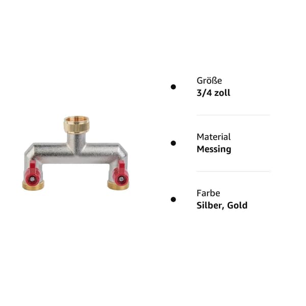 3/4 two-way splitter in nickel-plated brass with stopcocks for tap