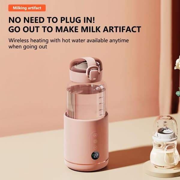 Vauvan pullonlämmitin - Pinkki - Kannettava - Säädettävä lämpötila - 300 ml - Langaton