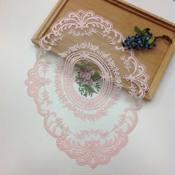 1-pakke Retro Blondebrikke Oval Broderte Bordbrikker Fransk Hekling