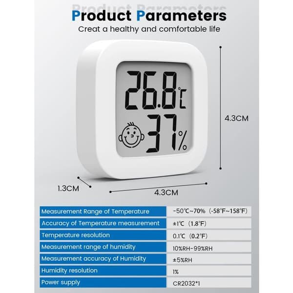 Mini High-Precision Digital Thermometer Hygrometer - Temperature and Humidity Meter - Comfort Level Indicator - Indoor