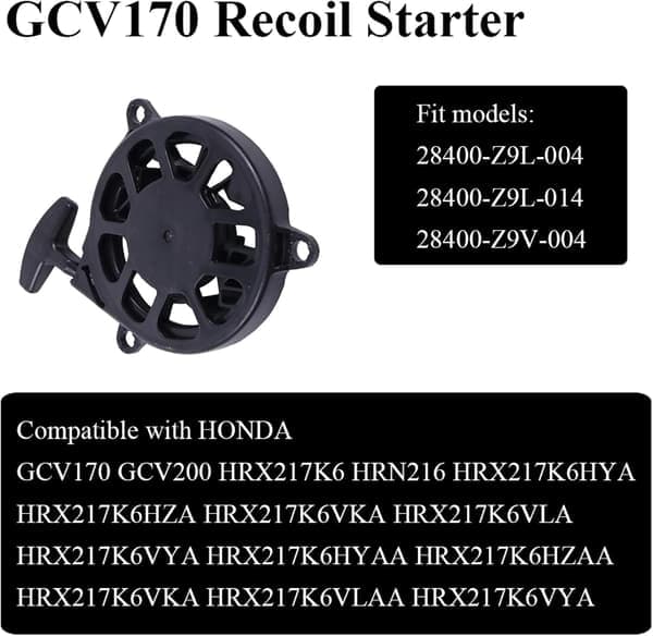 Recoil Starter Assembly Compatible with Honda GCV170 GCV200 HRX217K6