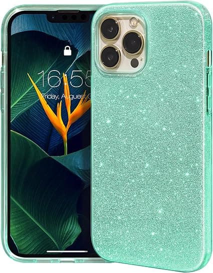 Vert, Glitterdeksel Kompatibelt med iPhone 13 Pro Deksel Houss