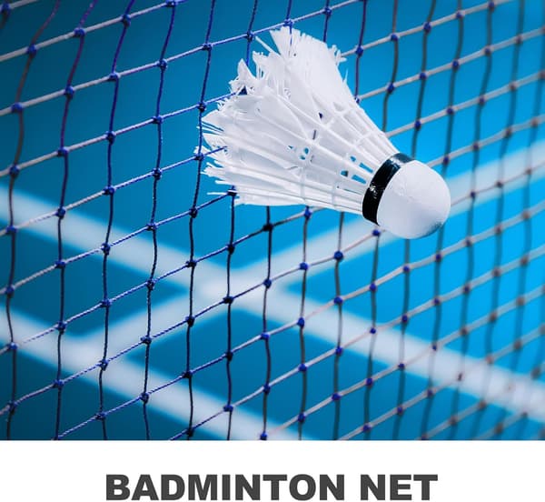 Bærbart badmintonnet udendørs tennisnet 6,1 m blå kant med bæretaske