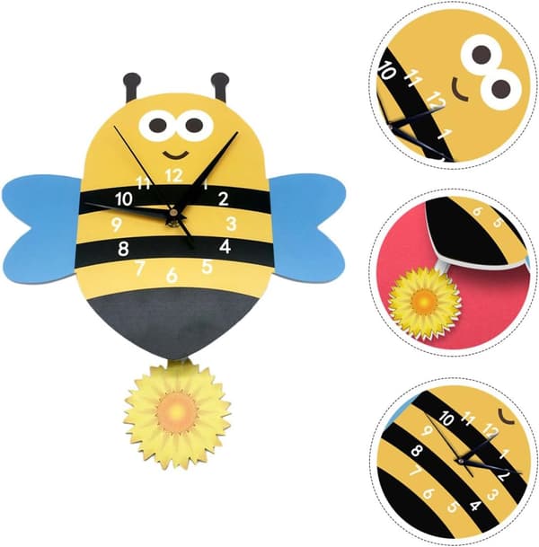 Silent Wall Clock Large Arabic Numeral Display Bee-shaped Eco-friendly PVC Foam Board