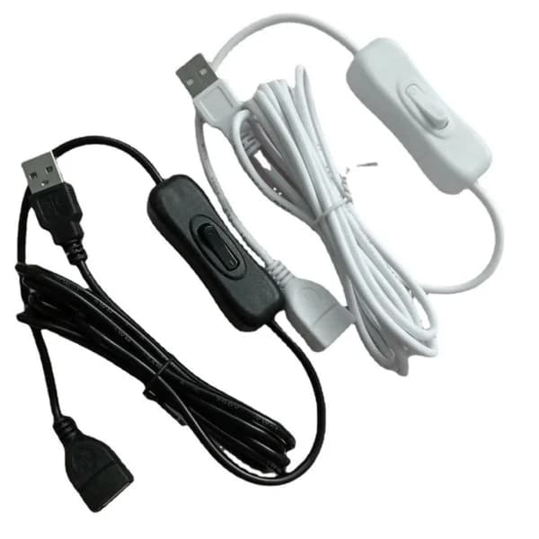 USB-forlængerkabel han til hun med tænd/sluk-knap til dashcam, LED hvid - 304-kontakt