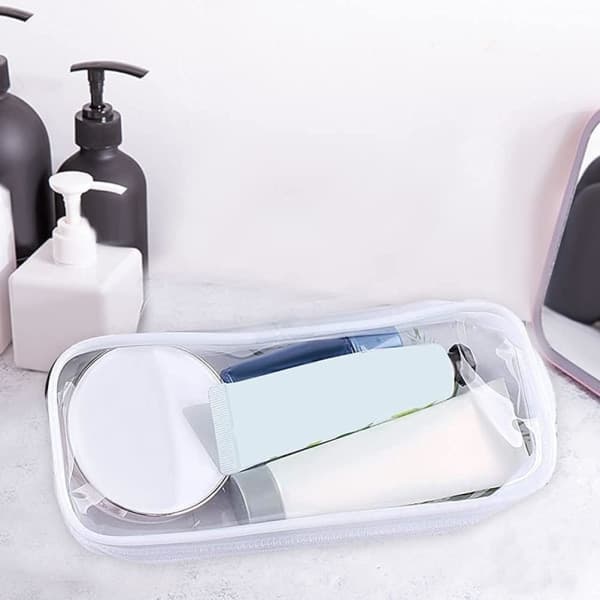 Transparent Pencil Case - 2-pack PVC Zipper Pouch for School and Office Supplies