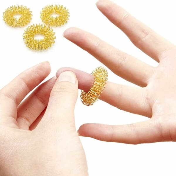 12 st Akupressur Handmassage Ringar, Handmassage Ringar Shiatsu Ring Massage Set (6 Guld + 6 Silver)-