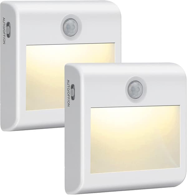 2 stk automatiske LED-nattlys, polykarbonat, hvit (varmhvit) [Energiklasse A++]