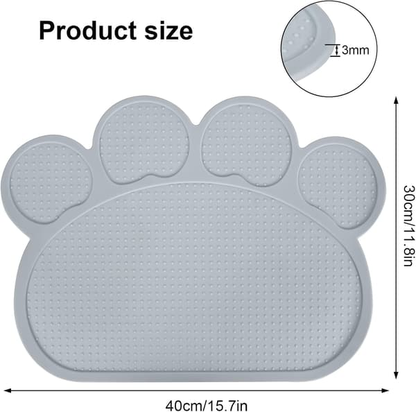 Silikonefoderskåle til hunde og katte 40 * 30 cm, Silikonemåtte til hund og kat, Fodermåtte til kæledyr, Skridsikker vandtæt (Grå)