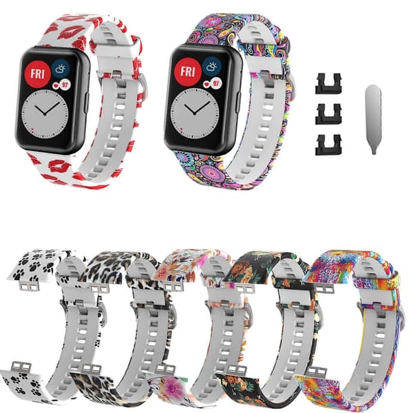Printed Rubber Watch Strap, Breathable Wristband for Huawei Watch Fit
