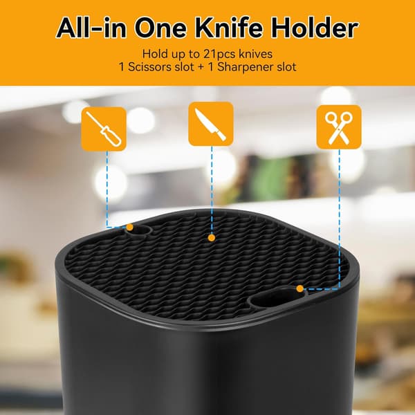 1 pc Knife Holder without Knives, Empty Kitchen Knife Block, Universal Black Knife Holder, Kitchen Knife Rack, Storage for Kitchen Knives