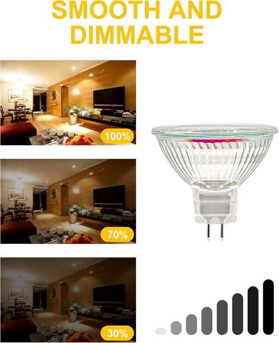 MR16 Spotlight, 12V 50W Bulb, GU5.3 Bulb MR16 Dimmable Bulb, 2700K Warm White Halogen Bulbs, 6-pack