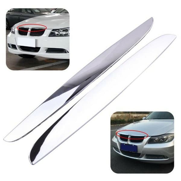 2 stk krom ABS støtfanger over pansergrill trim 51137117242 for 3-serie E90 E91 2006-2008