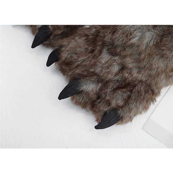 Cute Plush Slippers for Men in Brown with Claw