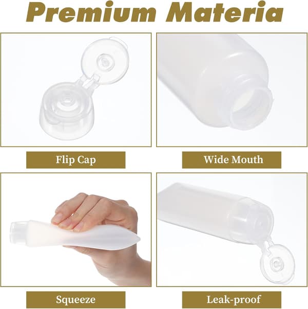 Empty Refillable Tubes, Small Liquid Containers, Travel Sizes for Toiletries, Suitable for Shampoo, Conditioner, etc., 6-Pack